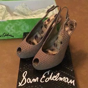 Slingback leather platform 4 inch heels